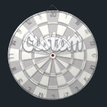 Grey And White Add Personal Text Dartboard<br><div class="desc">Personalise with your custom text Grey And White Coloured Dartboard</div>