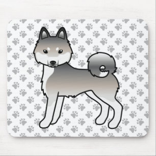 Grey And White Alaskan Klee Kai Cute Cartoon Dog Mouse Mat