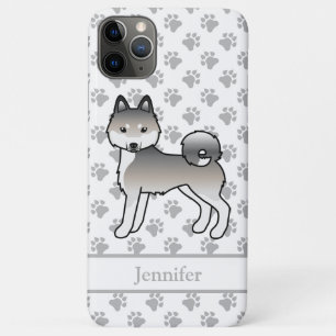 Grey And White Alaskan Klee Kai Cute Dog & Name iPhone 11 Pro Max Case