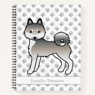 Grey And White Alaskan Klee Kai Dog & Custom Text Notebook