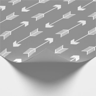 Grey and White Arrows Pattern Wrapping Paper