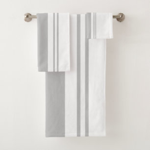 Grey and White Bath Towel Set