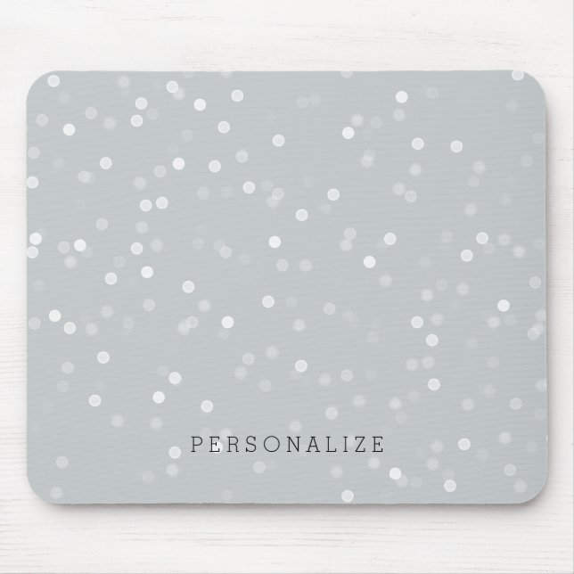 Grey and White Bokeh Confetti Mouse Mat (Front)
