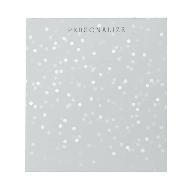Grey and White Bokeh Confetti Notepad (Front)