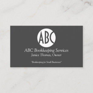 Grey and White Bookkeeping  Business Card