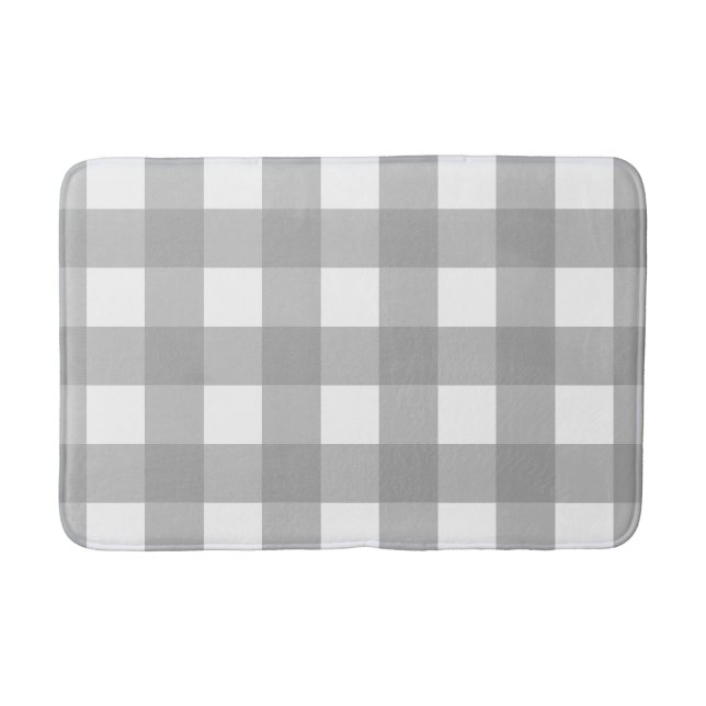 Grey and White Buffalo Check Bath Mat (Front)