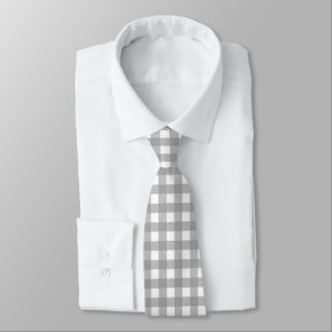 Grey and White Buffalo Check Tie