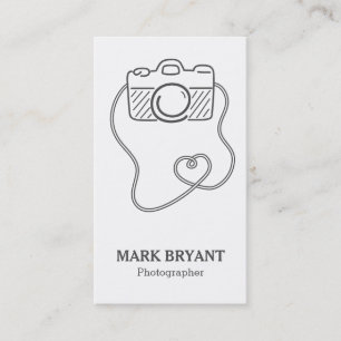 Grey and White, Camera Doodle, Photographer Business Card