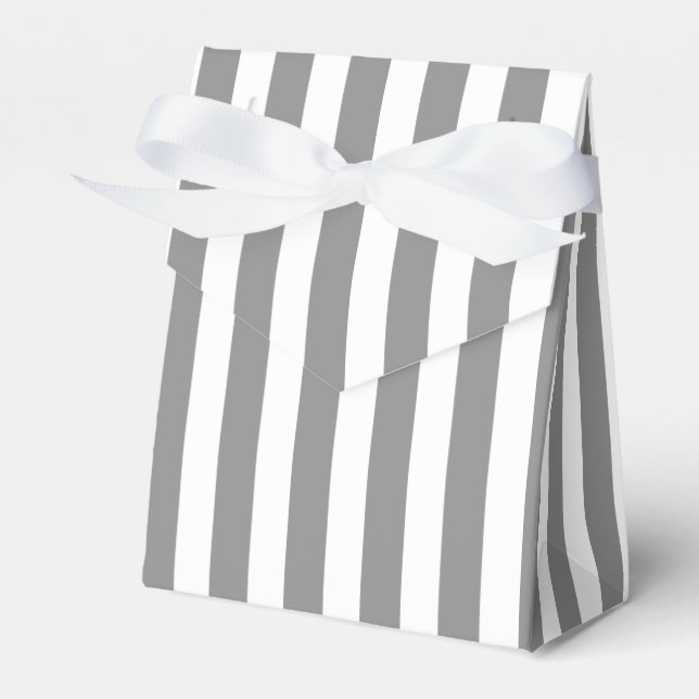 Grey and white candy stripes favour box (Front Side)