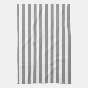 Grey and white candy stripes tea towel