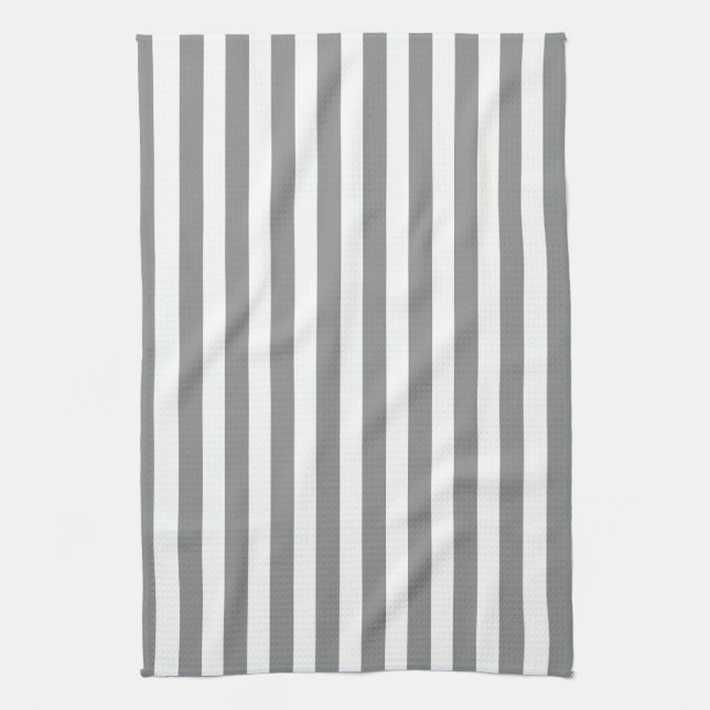 Grey and white candy stripes tea towel (Vertical)