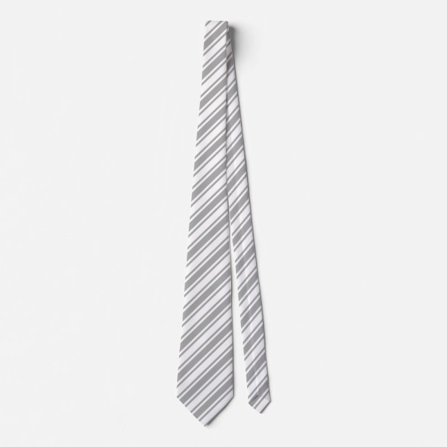 Grey and white candy stripes tie (Front)