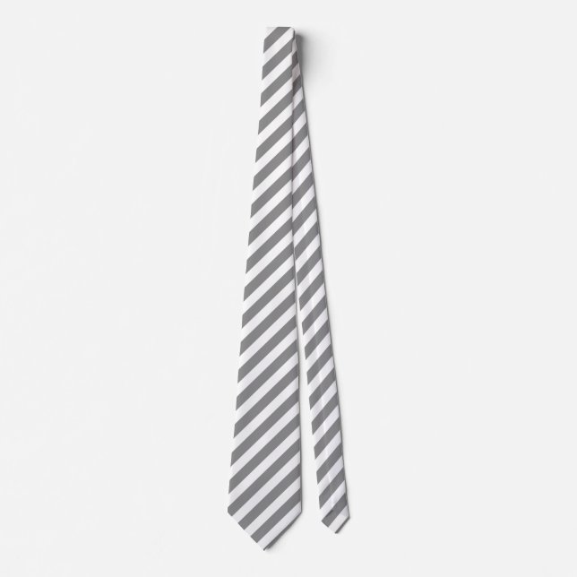 Grey and white candy stripes tie (Front)