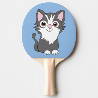 Grey and white cat ping pong paddle