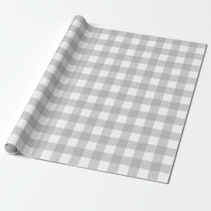 Grey and White Check Plaid  Large Pattern  Wrapping Paper