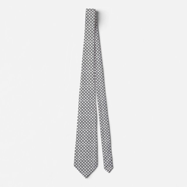 Grey and White Checked Tie (Front)
