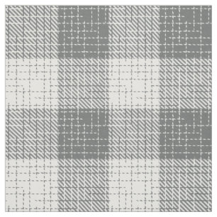 Grey and White Checkered Crosshatch Plaid  Fabric