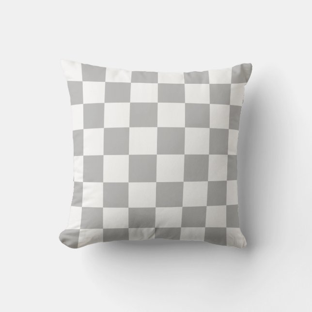 Grey and White Checks Cushion (Front)