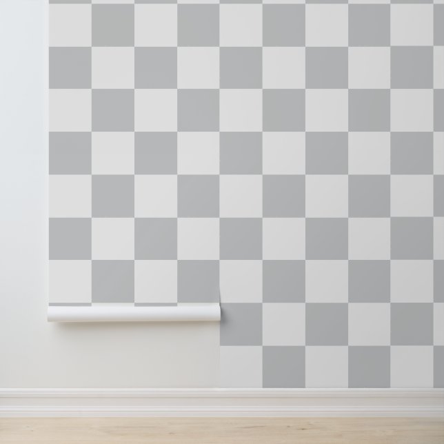 Grey and White Chequered Pattern Wallpaper (Application)