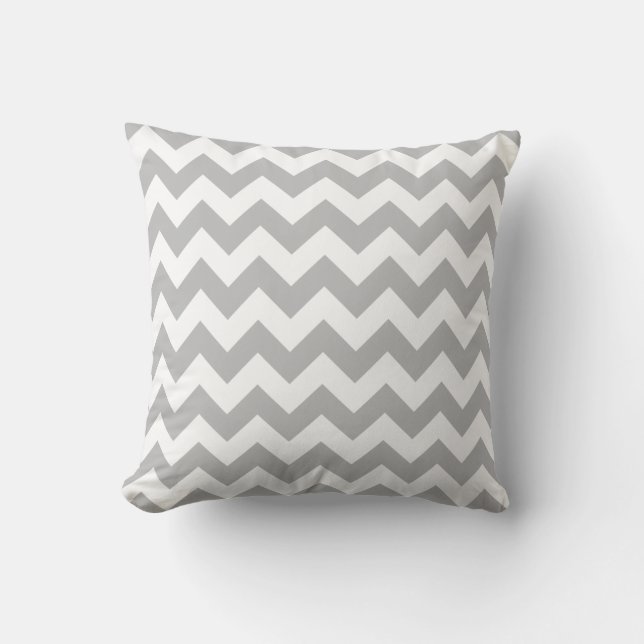 Grey and White Chevron Cushion (Front)