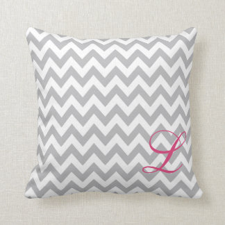 Grey and White Chevron Monogram Nursery Pillow