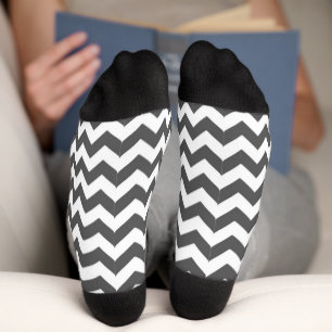 Grey and white chevron stripes socks