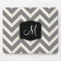 Grey and White Chevron Stripes with Monogram