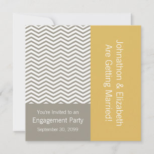 Grey and White Chevron Wedding Engagement Party Invitation