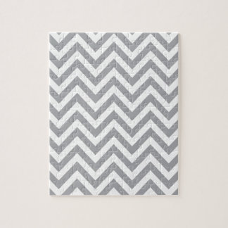 Grey and White Chevron Zigzag Pattern Jigsaw Puzzle