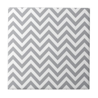 Grey and White Chevron Zigzag Pattern Tile