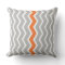Grey and White Chevron Zigzag with Orange Stripe