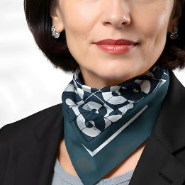 Grey and White Circles Geometric Scarf