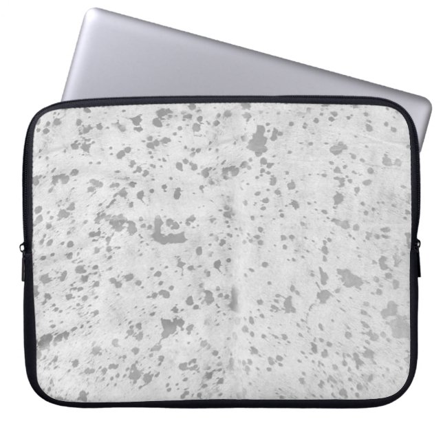 Grey and White Cowhide Country Western Laptop Sleeve (Front)