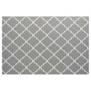 Grey and White Custom Quatrefoil Fabric