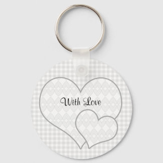 Grey and white cute hearts key ring