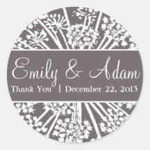 Grey and White Dandelion Wedding Sticker