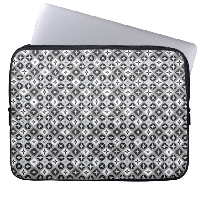 Grey and white designs laptop sleeve (Front)
