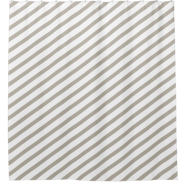 Grey and White Diagonal Stripes Modern Shower Curtain (Front)