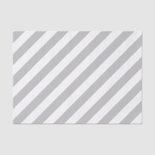 Grey and White Diagonal Stripes Pattern Tissue Paper