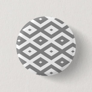 Grey and white diamond pattern 3 cm round badge