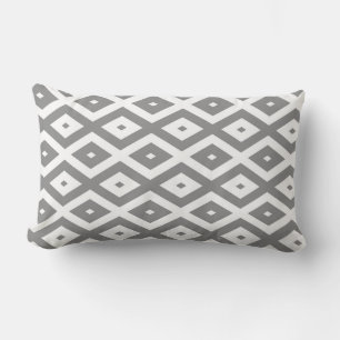 Grey and white diamond pattern lumbar cushion