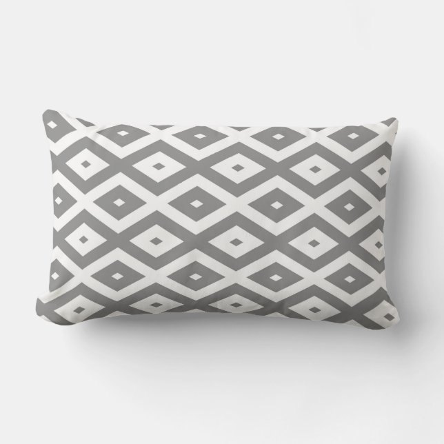 Grey and white diamond pattern lumbar cushion (Front)
