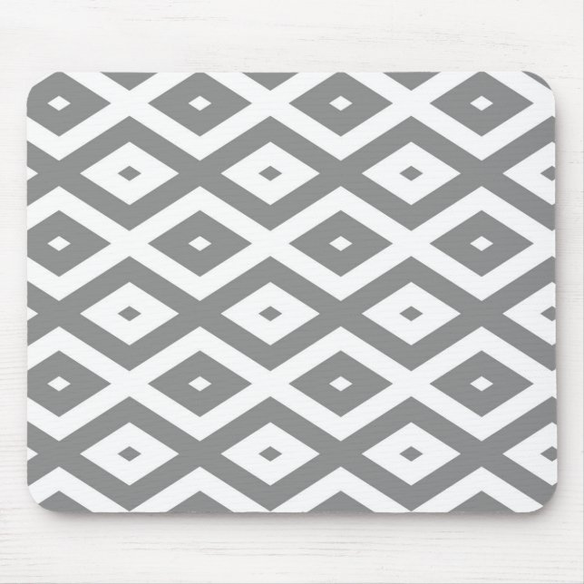 Grey and white diamond pattern mouse mat (Front)