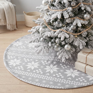 Grey and White Fair Isle Pattern Brushed Polyester Tree Skirt
