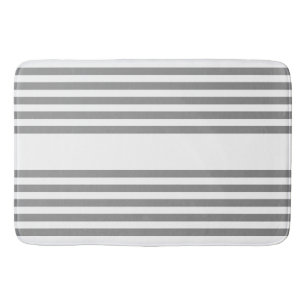 Grey and white five stripes pattern bath mat