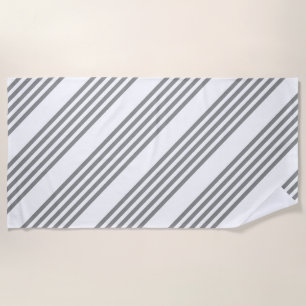 Grey and white five stripes pattern beach towel