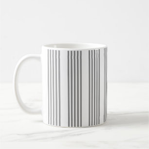 Grey and white five stripes pattern coffee mug