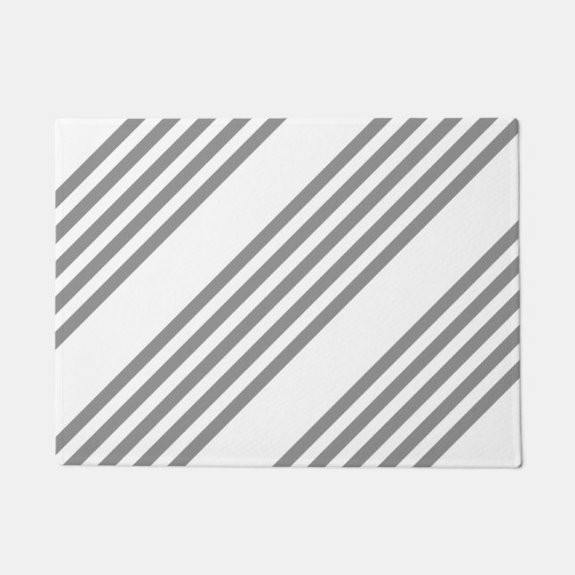 Grey and white five stripes pattern doormat (Front)