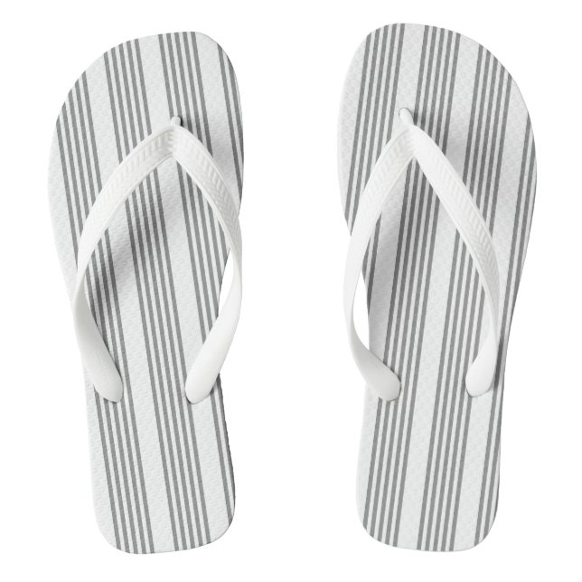 Grey and white five stripes pattern flip flops (Footbed)