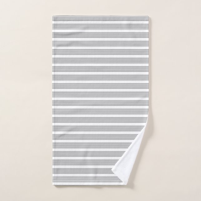 Grey and white five stripes pattern hand towel (Hand Towel)